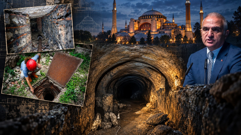 Ayasofya’nın altındaki tüneller şehir efsanesi değil gerçekmiş! Bakan açıkladı