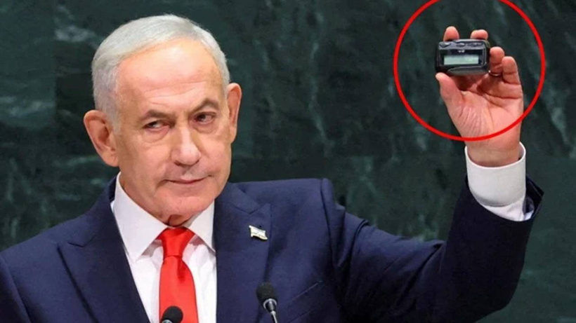 Netanyahu elindeki cihazla dünyayı tehdit etti! Boş salona konuşurken yüzü bile kızarmadı