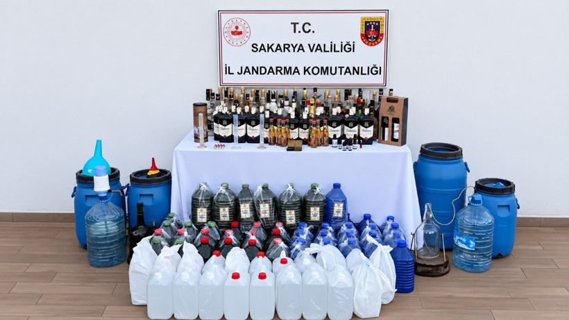 Sakarya'da sahte içki operasyonu: Yüzlerce litre yakalandı