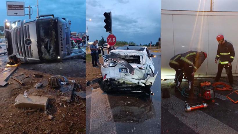 Durakta dolmuş bekleyen iki genç kadın devrilen TIR'ın altında kaldı