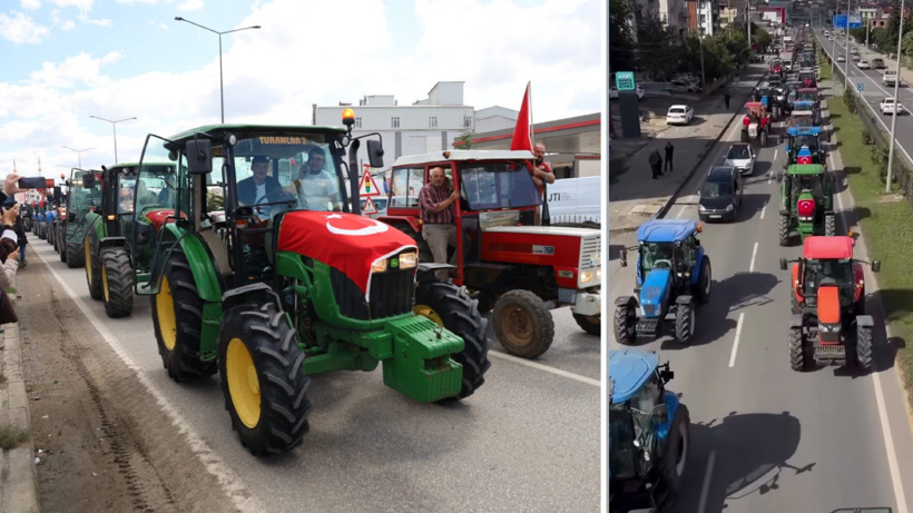 Bafra’da 600 traktörlerle kilometrelerce konvoy oluşturdular: Üreticilerin tek bir talebi var