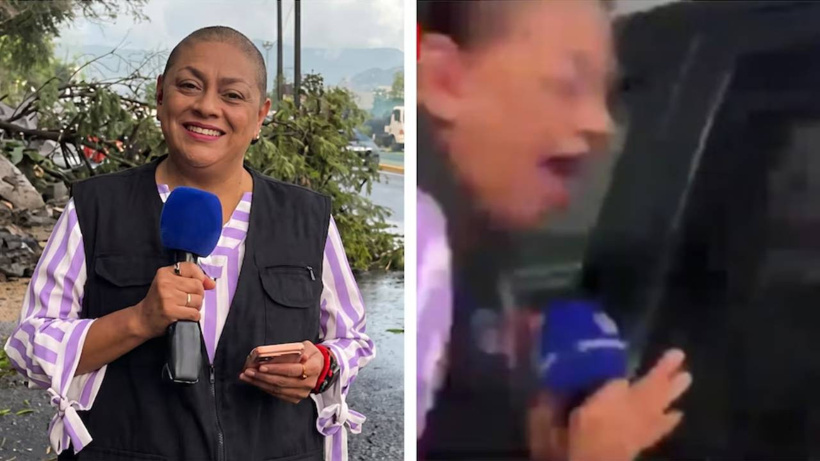 Saniye saniye ekrana geldi! Canlı yayındaki gazetecilere araç çarptı