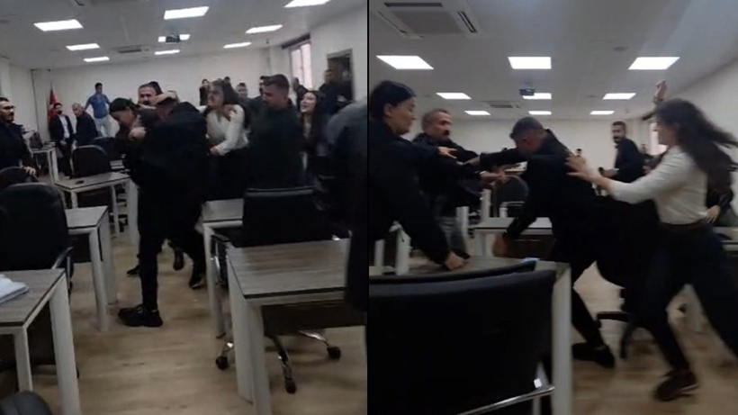 Belediye meclisi boks ringine döndü: Yumruklar havada uçuştu