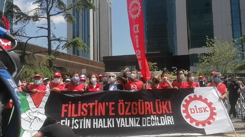 DİSK'ten Filistin ile dayanışma eylemi: İsrail ile her türlü ilişki kesilsin