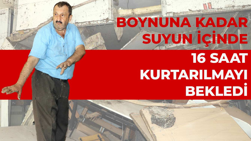 Bozkurt'ta boynuna kadar suyun içinde kalan esnaf 16 saat kurtarılmayı bekledi