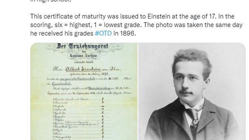İşte Einstein'ın lise karnesi