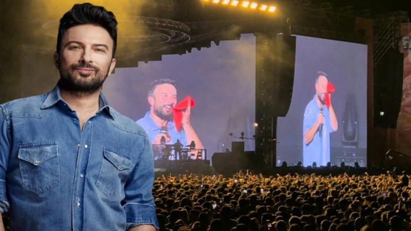 Megastar Tarkan terli havlusunu seyircilerin üstüne attı