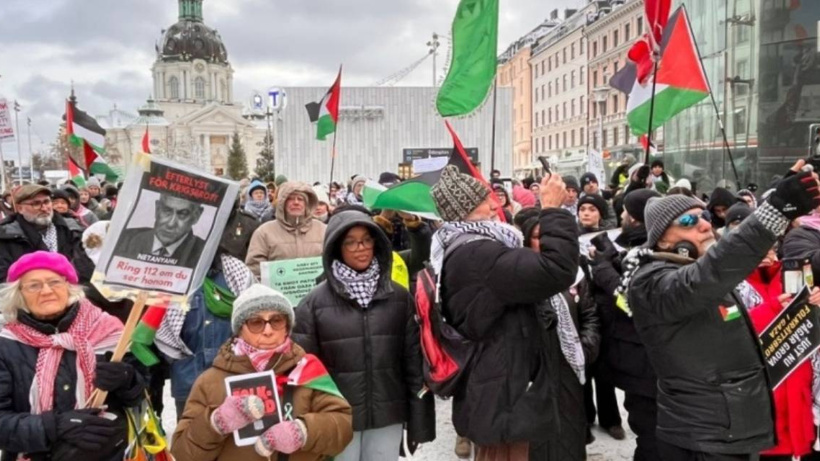 İsveç'ten Gazze'ye destek! İsrail'i protesto ettiler