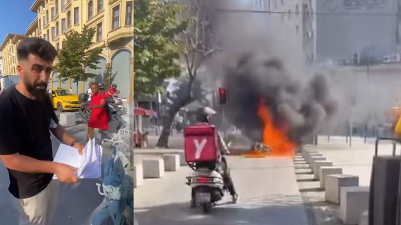 Trafikten cezasına kızdı motosikletini ateşe verdi