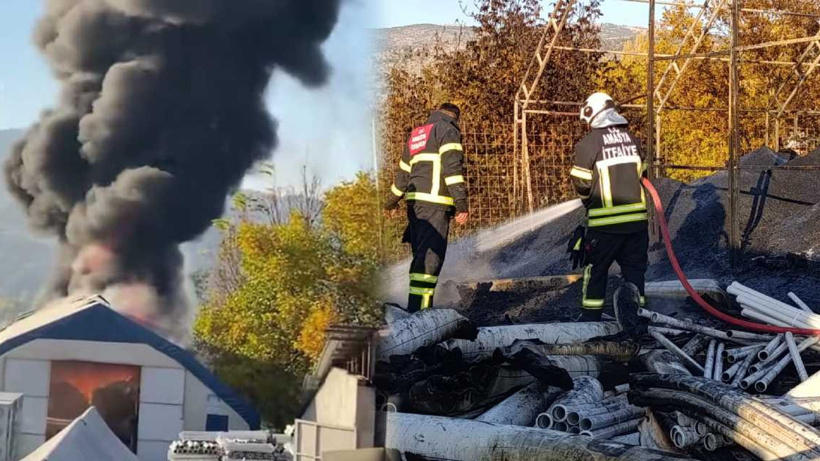 Amasya’da depo yangını! İçindeki malzemelerle alev alev yandı