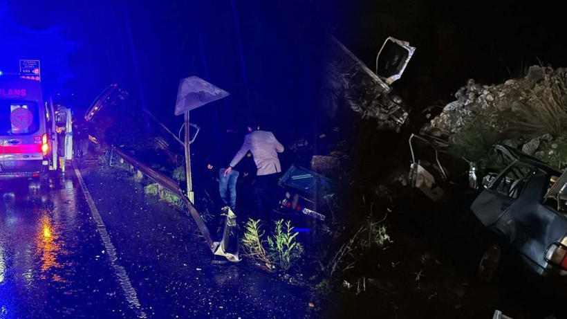 Kaza yapanlara yardım için durdu: Aracı şarampole yuvarlandı