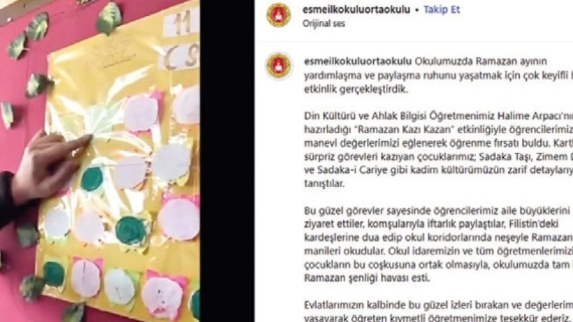 İlkokulda ‘Ramazan Kazı Kazan’ etkinliği tepkisi: Adı dahi başlı başına sorun