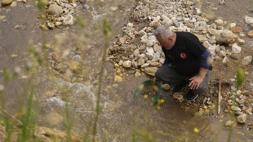 Akan suyla birlikte gram gram altın topluyorlar - Resim : 1