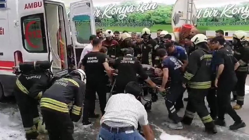 Konya'da yatak fabrikasında yangın: TOMA'lar devreye girdi, 1 itfaiyeci yaralandı! - Resim : 4