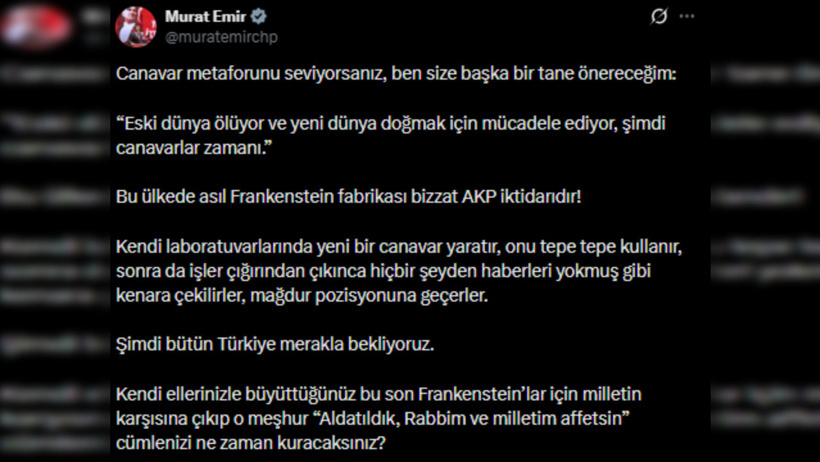 CHP'li Murat Emir'den Erdoğan'a 