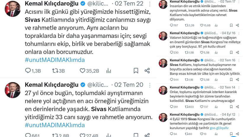 Kılıçdaroğlu 13 yılda bir kere bile gitmediği Madımak anması için bu sene de mesaj paylaştı - Resim : 3