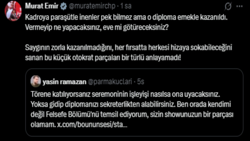 Boğaziçili öğrencinin diplomasını bırakmayan hocaya yanıt geldi - Resim : 5