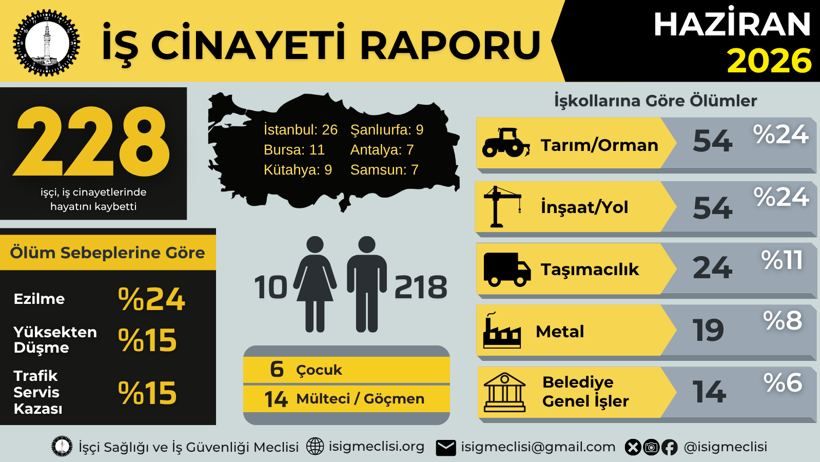 İSİG kan donduran raporu paylaştı: Haziran ayında en az 228 işçi çalışırken öldü - Resim : 5