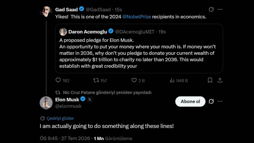 Ekonomist Daron Acemoğlu'ndan Elon Musk'a çağrı: Doğruysa, 1 trilyon doları bağışla - Resim : 1