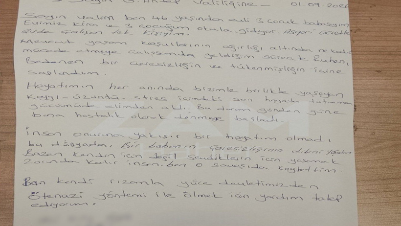 Asgari ücretli ve 3 çocuklu baba ötenazi istedi: Valilikten talep etti - Resim : 4