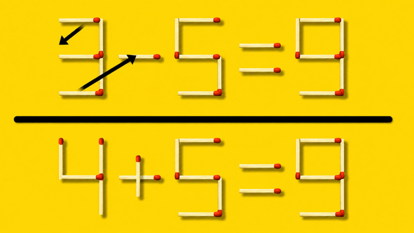 İki kibrit çöpünü yer değiştirin! Matematik denklemi çözün - Resim : 2