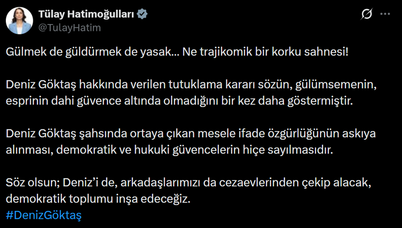Deniz Göktaş'ın tutuklanmasına tepki yağdı! 'Tutuklanacak suç icat etme oyunu sahnelendi' - Resim : 3