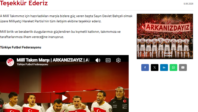 TFF'den Milli Takım marşı açıklaması: MHP'ye mesaj - Resim : 1