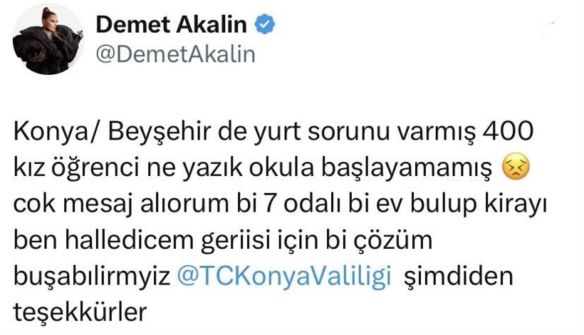 Konya'daki yurt krizine Demet Akalın el attı 'Kirayı ben halledeceğim' - Resim : 2
