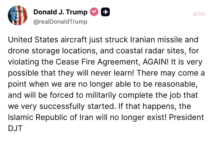 Son Dakika | Trump'tan İran'a topyekun savaş tehdidi: İran İslam Cumhuriyeti artık var olmayacak! - Resim : 1