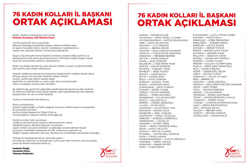 CHP'li 76 Kadın Kolları İl Başkanı'ndan Kılıçdaroğlu'na 'derhal kurultay' çağrısı