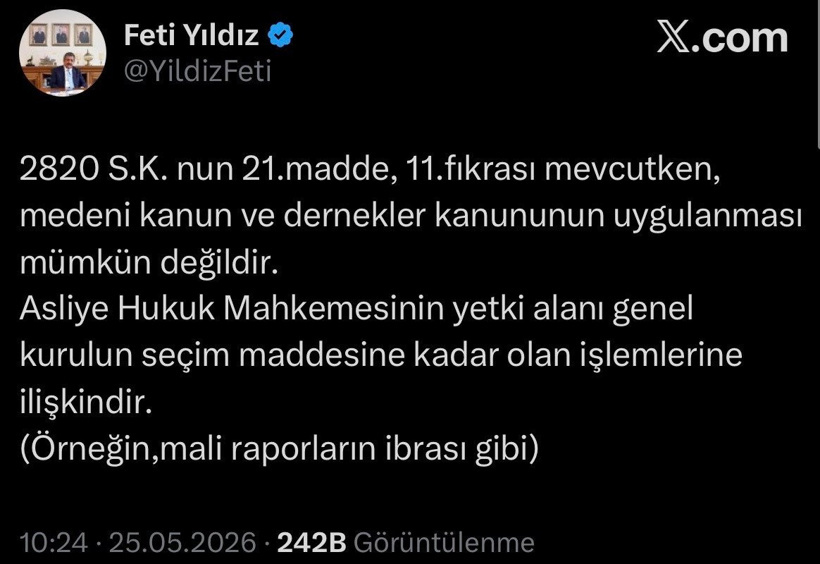 MHP'li Feti Yıldız mutlak butlan paylaşımını sildi! "Hukuken mümkün değil" demişti! - Resim : 2