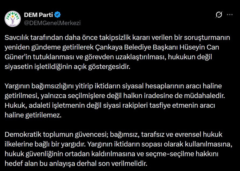 DEM Parti'den Hüseyin Can Güner'in tutuklanmasına tepki - Resim : 1