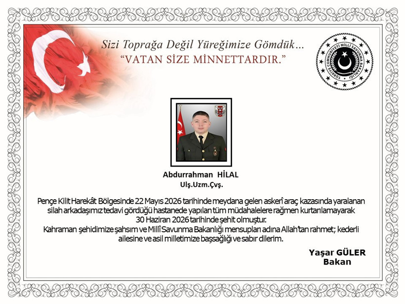Tedavi gördüğü hastaneden acı haber geldi: Abdurrahman Hilal şehit oldu - Resim : 1
