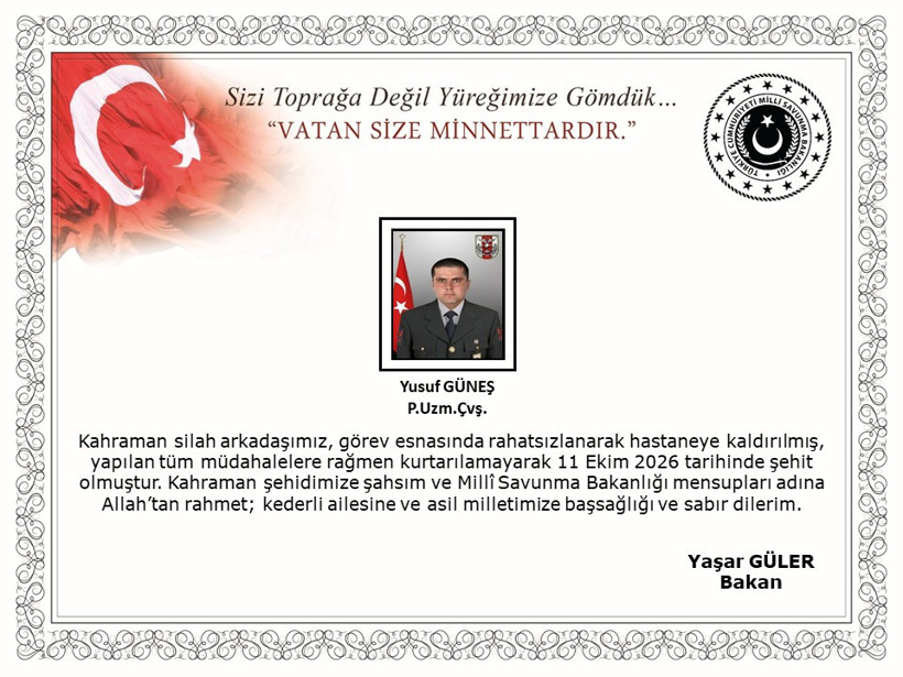 Son dakika | MSB'den acı haber: Tedavisi süren Uzman Çavuş şehit oldu - Resim : 1