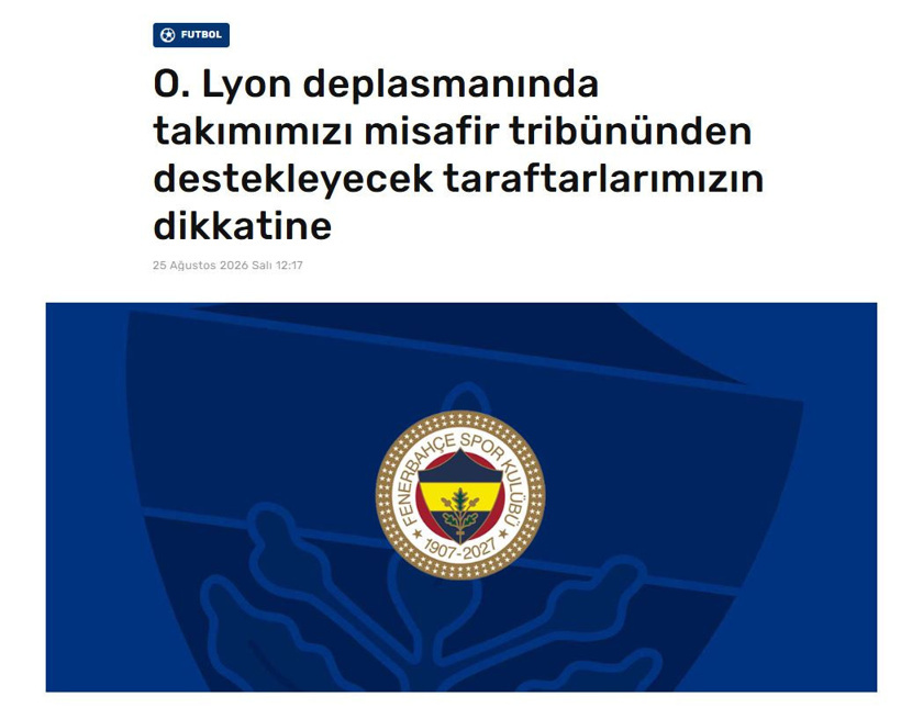 Son dakika | Fenerbahçe'den Lyon uyarısı: Yasaklı 2 bölge açıklandı - Resim : 1