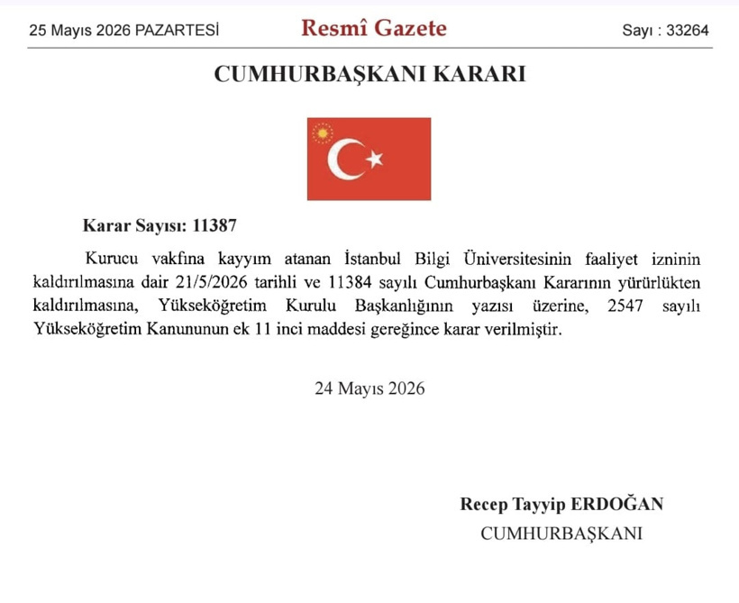 Bilgi üniversitesi geri açıldı ilgili karar