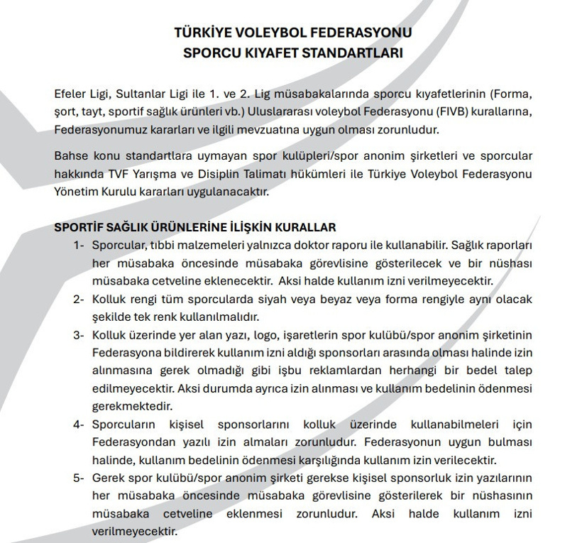 Voleybolcuların forma ve şort standardı değiştirildi: Federasyon açıkladı - Resim : 2