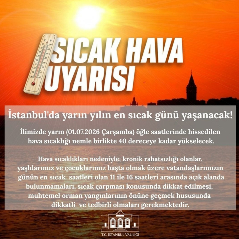 İstanbul Valiliği'nden kritik sıcaklık uyarısı: Nemle birlikte 40 dereceyi görecek - Resim : 1