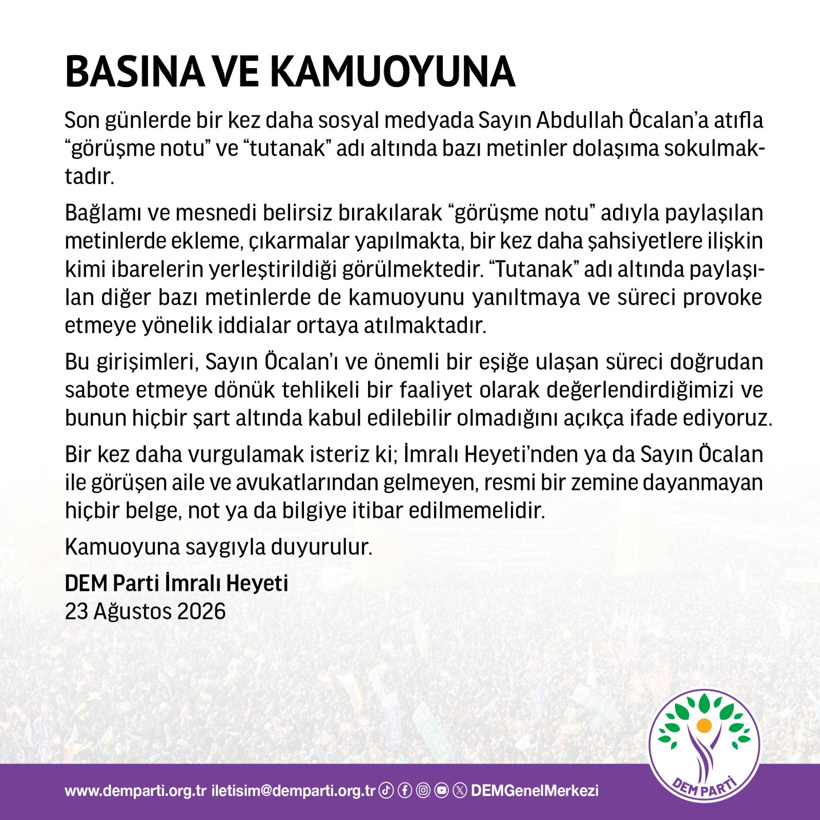 Son dakika | DEM Parti 'İmralı tutanakları' hakkında açıklama yaptı! "Özel'e selam yolladı" denmişti - Resim : 2