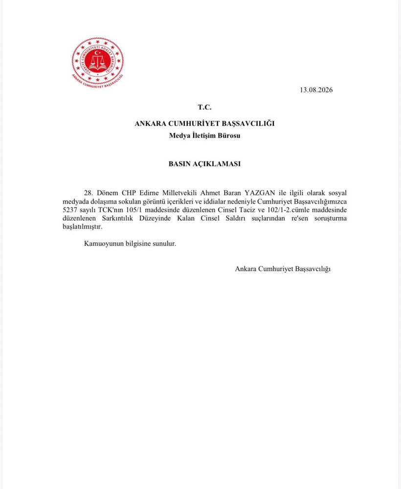 Son Dakika | CHP’li Ahmet Baran Yazgan hakkında cinsel taciz soruşturması başlatıldı - Resim : 3